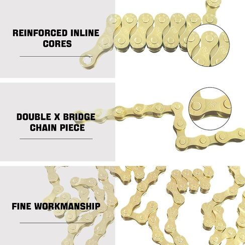 6/7/8/9/10/11/12 Speed Bike Chain – High-Strength, Durable & Smooth-Shifting for Road/Mountain Bikes (Gold-9-Speed) in Kuwait