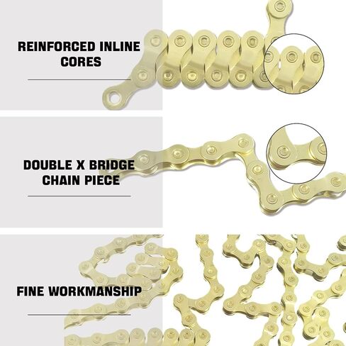 6/7/8/9/10/11/12 Speed Bike Chain – High-Strength, Durable & Smooth-Shifting for Road/Mountain Bikes (Gold-9-Speed) in Kuwait