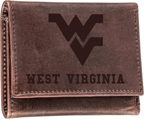 فريق الرياضة الأمريكية NCAA West Virginia University Brown Wallet | ثلاثي-فولد | شعار مختوم مرخص رسميا | مصنوع من الجلد | منظم المال والبطاقات | صندوق الهدايا المدرجة in Saudi Arabia