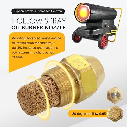 Upgraded New for Delavan .65GPH-80 Spray Nozzle, 80° Wide Spray Angle, 0.65 GPH Flow Rate, Low-Noise Combustion for Residential & Industrial Oil Burners in Kuwait
