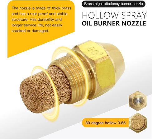 Upgraded New for Delavan .65GPH-80 Spray Nozzle, 80° Wide Spray Angle, 0.65 GPH Flow Rate, Low-Noise Combustion for Residential & Industrial Oil Burners in Kuwait