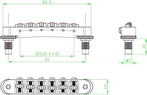 Guyker Titanium Alloy Tune-O-Matic Roller Saddle Bridge-String Space 10.4mm Guitar Bridges استبدال مع Les Paul LP SG 6 String Electric Guitar GM015-TI in Saudi Arabia