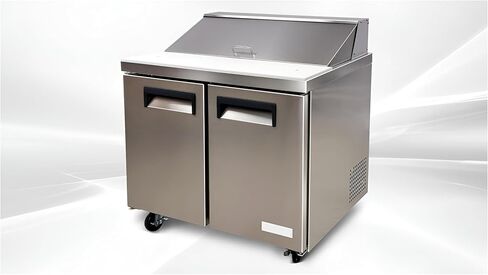 طاولة الإعدادية الساندويتش التجارية التجارية ، ETL Salad Pizza Pridge Cooler Mega Top 2-Door 36 "W 9 Cu. Merchandiser ، Worktop Restaurant Kitchen SCLM2-36-E-HC in Saudi Arabia