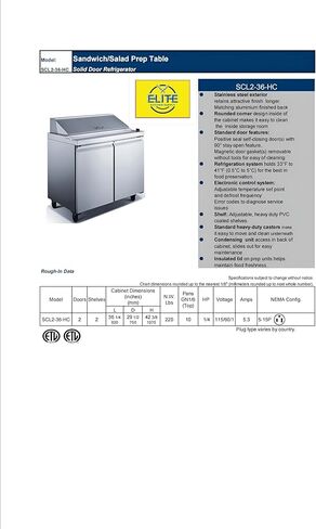 طاولة الإعدادية الساندويتش التجارية التجارية ، ETL Salad Pizza Pridge Cooler Mega Top 2-Door 36 "W 9 Cu. Merchandiser ، Worktop Restaurant Kitchen SCLM2-36-E-HC in Saudi Arabia