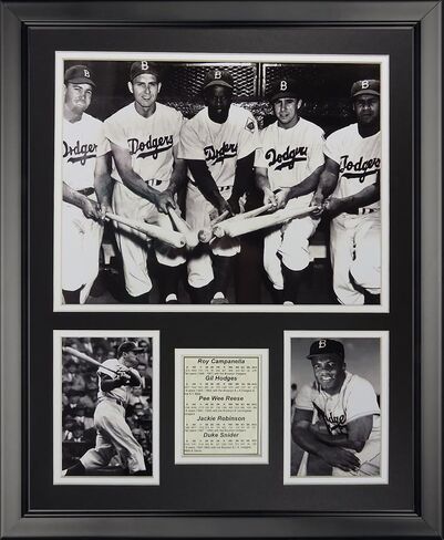 Legends Never Die Brooklyn Dodgers - 1950's B&W Framed Photo Collage, 16" x 20" in Saudi Arabia