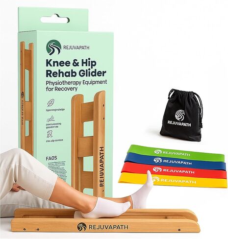 Knee & Hip Rehab Glider – Physiotherapy Equipment for Stroke Rehab, Recovery Aids, Slide Board for Post-Surgery & Injury – Lightweight Oak Design, Improves Mobility & Circulation in Saudi Arabia