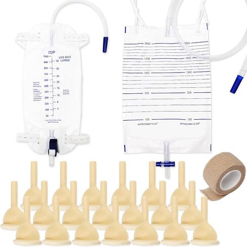 5PCS Catheter Urinary Drainage Bags, Catheter Bags for Men,Urine Bag with Large Anti-Reflux Chamber,Clips and Hanging Hook,0.4"Diameter/48"Long Tubing Flexible- Not Kinks 2000ML in Kuwait