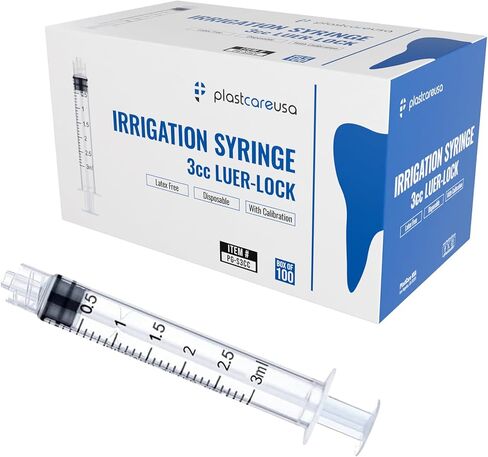 100 6ml Luer Lock Syringe without Needle, Disposable Luer Slip Tip Syringes - Non-Sterile, Latex-Free Plastic Dispenser by PlastCare USA in Kuwait