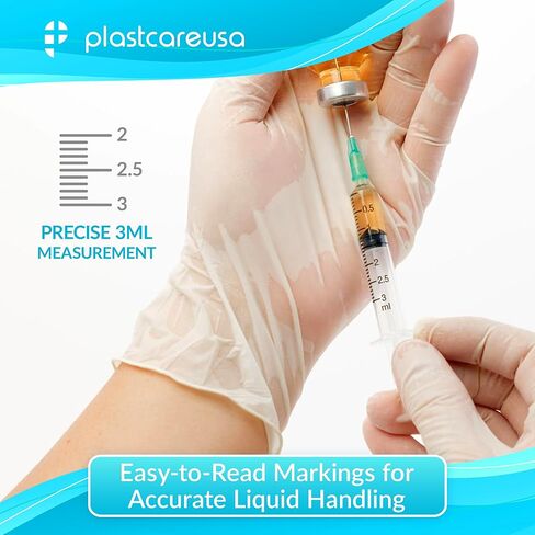 100 6ml Luer Lock Syringe without Needle, Disposable Luer Slip Tip Syringes - Non-Sterile, Latex-Free Plastic Dispenser by PlastCare USA in Kuwait