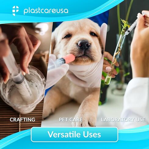 100 6ml Luer Lock Syringe without Needle, Disposable Luer Slip Tip Syringes - Non-Sterile, Latex-Free Plastic Dispenser by PlastCare USA in Kuwait