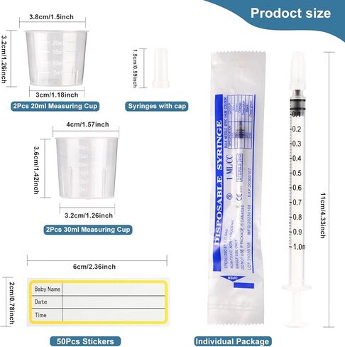 50 حزمة لا محاقن الإبرة مع قبعات | 1ML محاقن و 20 مل/30 مل أكواب القياس لإعادة تعبئة وقياس دقيقة | حصاد اللبأ ، المختبرات العلمية ، سقي النبات ، تغذية الحيوانات الأليفة in Kuwait