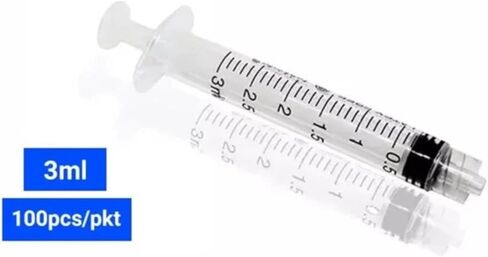 100PCS 3ml 3cc Syringe No Needle Plastic Syringe for Pets Oral, Refilling, Oil, Liquids Glue Applicator, Measuring, Without Cap in Saudi Arabia