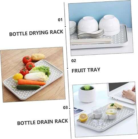Cabilock Bathroom Tray Kitchen Countertop Organizer Decorative Bottle Drying Rack Leakproof Stabile Serving Dish in Saudi Arabia