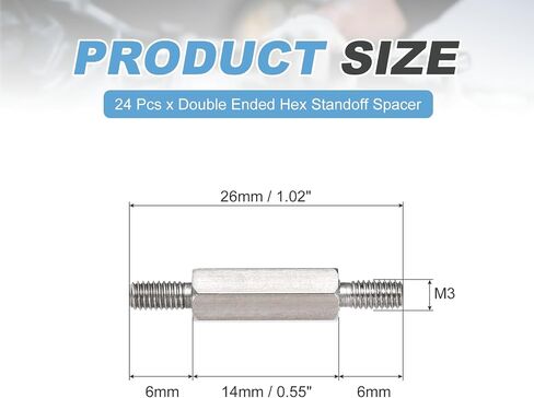 meccanixity 24 pcs الفولاذ المقاوم للصدأ مقاوم المقاوم للصدأ جوز المسمار ، m3x26mm ذكر لذب in Saudi Arabia