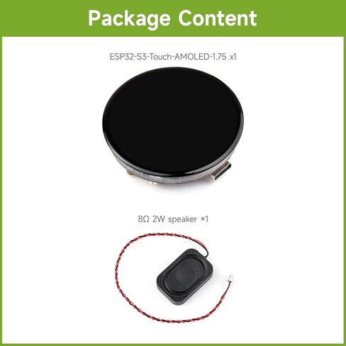 Waveshare ESP32-S3 1.75inch AMOLED Round Touch Display Board ، معالج 32 بت LX7 ثنائي النواة ، 466 × 466 ، واجهة QSPI ، صفيف الميكروفونات الرقمية المزدوجة على متن ، ESP32 مع العرض in Saudi Arabia