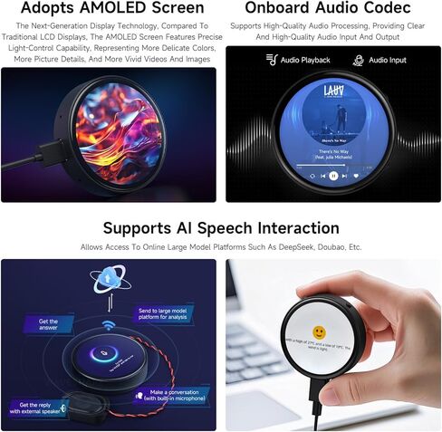 Waveshare ESP32-S3 1.75inch AMOLED Round Touch Display Board ، معالج 32 بت LX7 ثنائي النواة ، 466 × 466 ، واجهة QSPI ، صفيف الميكروفونات الرقمية المزدوجة على متن ، ESP32 مع العرض in Saudi Arabia