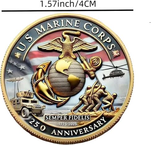 عملة تحدي الذكرى السنوية 250 USMC (1.57 بوصة)-عملة عسكرية قابلة للتحصيل على الوجهين للمحاربين القدامى ، المتحمسين للخدمة الفعلية ومشاة البحرية (3pcs) in Kuwait
