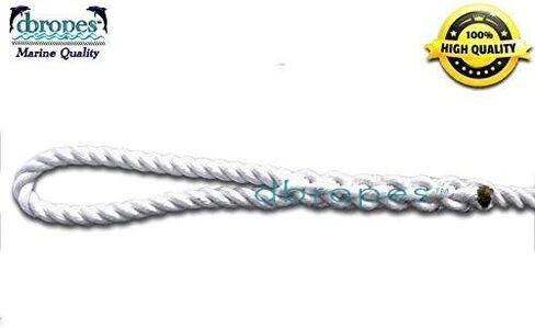 3 Strand Mooring Pendant Line 100% Nylon Rope with Stainless Steel Thimble. Made in USA (White Nylon, 3/4" x 15') in Saudi Arabia