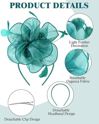 6 Pcs Fascinators Hat Tea Party Headwear Ribbons Feathers Women Hat Flower Mesh Headband Wedding Flower Hair Clip for Party Wedding Carnival in Saudi Arabia