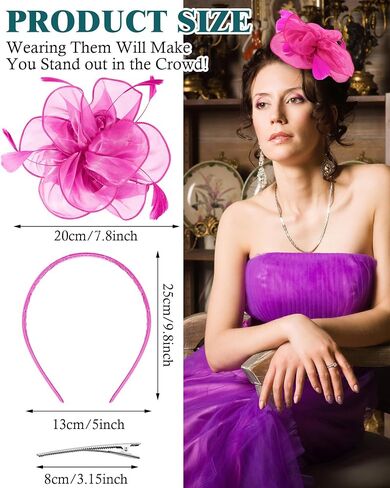 6 Pcs Fascinators Hat Tea Party Headwear Ribbons Feathers Women Hat Flower Mesh Headband Wedding Flower Hair Clip for Party Wedding Carnival in Saudi Arabia