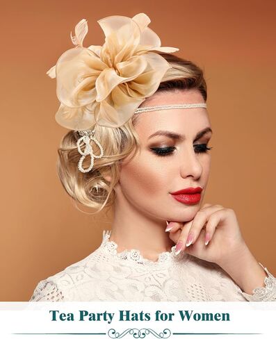 6 Pcs Fascinators Hat Tea Party Headwear Ribbons Feathers Women Hat Flower Mesh Headband Wedding Flower Hair Clip for Party Wedding Carnival in Saudi Arabia