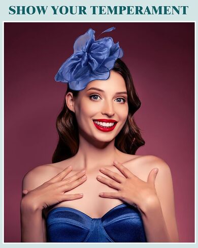 6 Pcs Fascinators Hat Tea Party Headwear Ribbons Feathers Women Hat Flower Mesh Headband Wedding Flower Hair Clip for Party Wedding Carnival in Saudi Arabia