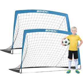 BOHEN 5x3ft Portable Soccer Goal for Kids Backyard with Carry Bag - Easy Folding Lightweight Fun for Outdoor Indoor Training Games for Teen Youth Adult in Kuwait