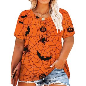 Plus Size Halloween Hocus Pocus T Shirt Women Funny Graphic Print Fall Short Sleeve Tee Tops in Saudi Arabia