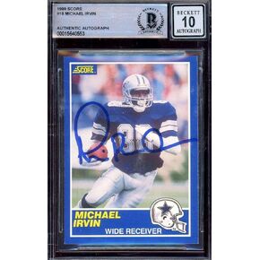 Michael Irvin Gem Mint 10 Beckett BAS توقيع عام 1989 SCORE ROOKIE ATOGRAGH in Saudi Arabia