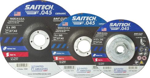 United Austives-Sait 22072 Saitech ™ عجلات قطع عالية الأداء (النوع 27/النوع 42 مركز الاكتئاب) 4 1/2 "x .045" × 7/8 "، 4.5 بوصة (حزمة 50) in Saudi Arabia