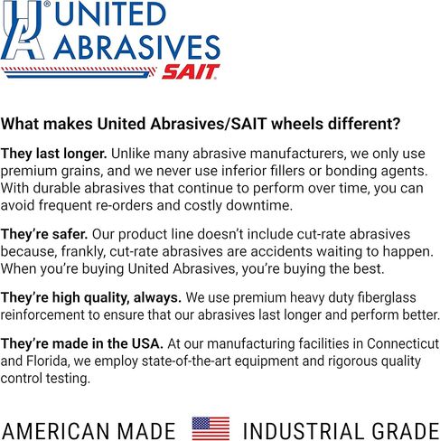 United Austives-Sait 22072 Saitech ™ عجلات قطع عالية الأداء (النوع 27/النوع 42 مركز الاكتئاب) 4 1/2 "x .045" × 7/8 "، 4.5 بوصة (حزمة 50) in Saudi Arabia