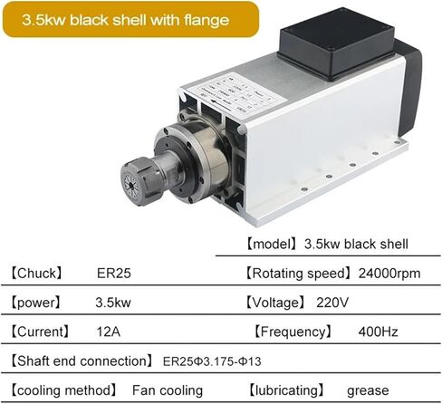 3.5kw air-Cooled Spindle Motor ER25 220V 24000rpm with mounting Flange 4 Ceramic shafts(3.5kw ER25 220V) in Saudi Arabia