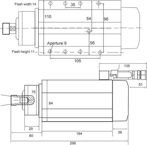 Square air-cooled electric spindle 2.2KW ER20 220V 380V 400Hz 24000rpm Mounting flange(2.2kw ER20 380V) in Saudi Arabia