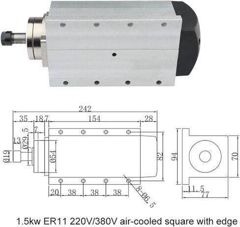 1.5kW ER11 air-Cooled Spindle Motor 220V 380V 24000rpm mounting Flange(1.5kw ER11 220V) in Saudi Arabia