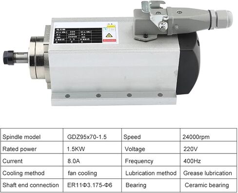 1.5kW ER11 air-Cooled Spindle Motor 220V 380V 24000rpm mounting Flange(1.5kw ER11 220V) in Saudi Arabia