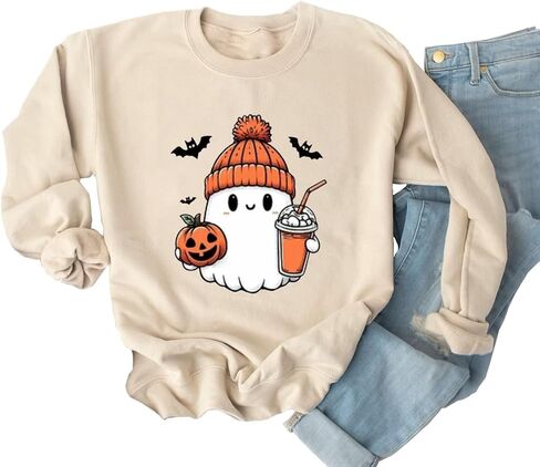 Ykomow Pumpkin SweatShirt for Women Thanksgiving Graphic Tees Fall Halloween Sweater in Kuwait