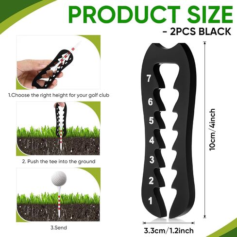 2 Pcs Golf Tee Height Adjuster Acrylic 7 Settings Adjustments Tee Height Positioner Golf Accessories Training Aid Setter for Consistent Swings for Indoor Outdoors in Saudi Arabia
