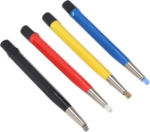 Fiberglass Scratch Brush Pen 4-Pieces Scratch Brush with Steel, Brass, Nylon, Fiberglass Tips for Jewelry Cleaning, Circuit Board Maintenance, Auto Rust Removal and Watch Polishing in Saudi Arabia