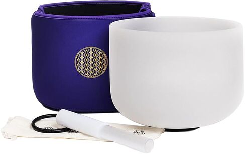 FMTY Singing Bowl 9 بوصة D Note Crystal Bowl مع كيس حمل ناعم ، مطرقة كريستال ، وعاء صوت الكوارتز النقي النقي للتأمل ، اليوغا ، الشفاء الروحي in Kuwait