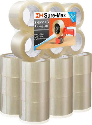 Sure-Max 48 Rolls Extra-Wide Shipping & Packing Tape (3" x 110 yard/330' Each) - Moving & Adhesive Carton Sealing - 2.0mil Clear in Saudi Arabia