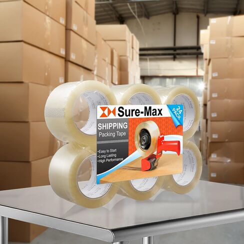 Sure-Max 48 Rolls Extra-Wide Shipping & Packing Tape (3" x 110 yard/330' Each) - Moving & Adhesive Carton Sealing - 2.0mil Clear in Saudi Arabia
