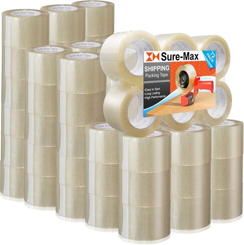 Sure-Max 48 Rolls Extra-Wide Shipping & Packing Tape (3" x 110 yard/330' Each) - Moving & Adhesive Carton Sealing - 2.0mil Clear in Saudi Arabia