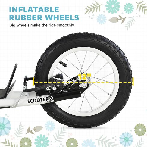 Aosom Youth Scooter Front and Rear Caliper Dual Brakes 12-Inch Inflatable Front Wheel Ride On Toy for Age 5+ in Kuwait