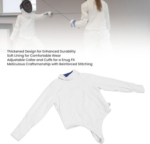 Alomejor CE350N Fencing Jacket, Thickened Anti Puncture Fabric, High Strength Material, Flexible Neckline & Cuffs, Reinforced Shoulders (44) in Saudi Arabia