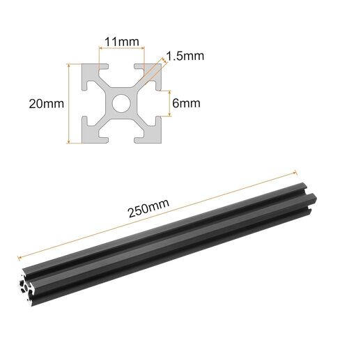 uxcell 2 pcs t slot 2020 profile profile ancliinum anclude 250 مم 10 بوصة ، إطار بثق السكك الحديدية الخطي الأسود القياسي الأوروبي للطابعة ثلاثية الأبعاد ، آلة CNC in Kuwait