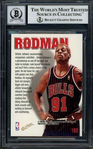 Dennis Rodman موقعة 1997-98 Skybox Zuperman Card #192 Chicago Bulls Auto Grade Gem Mint 10 Beckett Bas #13018199 - بطاقات كرة سلة موقعة in Kuwait