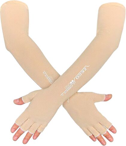 HODORPOWER UV Protection Gloved Arm Sleeves for Men & Women Cycling Ice Arm Sleeve Fingerless Sun Compression Long Arm Cover (Skincolor),One Size in Saudi Arabia