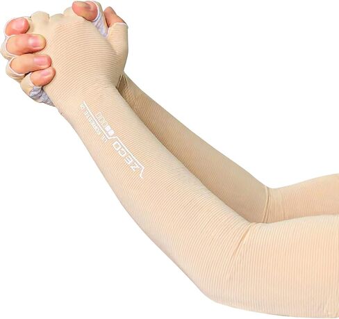 HODORPOWER UV Protection Gloved Arm Sleeves for Men & Women Cycling Ice Arm Sleeve Fingerless Sun Compression Long Arm Cover (Skincolor),One Size in Saudi Arabia