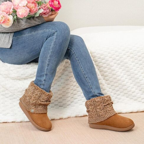 FamilyFairy Women's Woolen Yarn Knit Bootie Slippers Comfy Warm Plush Fleece Memory Foam House Shoes for Indoor Outdoor in Saudi Arabia