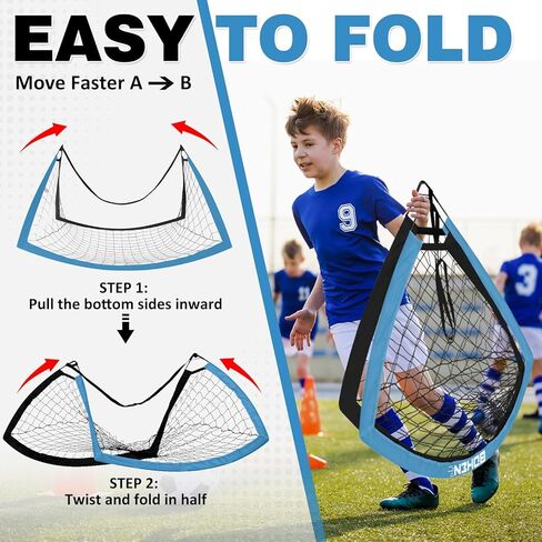 BOHEN 5x3ft Portable Soccer Goal for Kids Backyard with Carry Bag - Easy Folding Lightweight Fun for Outdoor Indoor Training Games for Teen Youth Adult in Kuwait